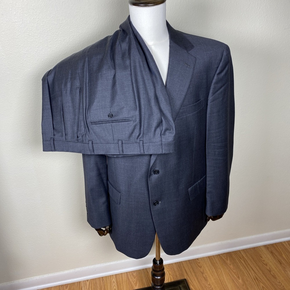 Hart Schaffner Marx Men's Suit 44R 38x30 Charcoal Gray Wool 2 Buttons Made USA